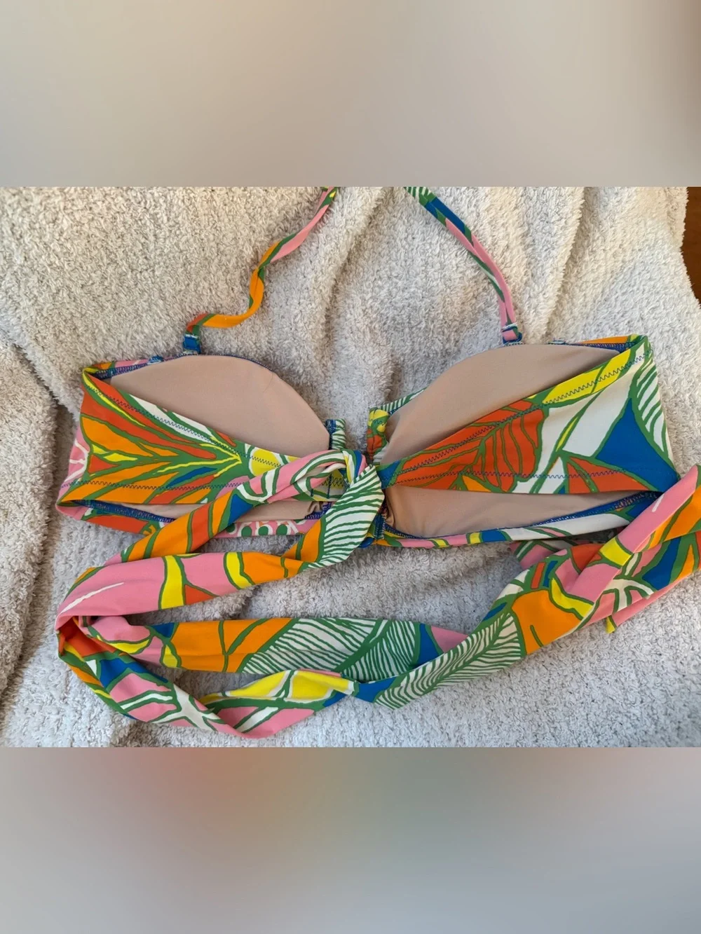 J. Crew women's Floral Bandeau Bikini in Blue, Orange & Yellow, no size tag,guc